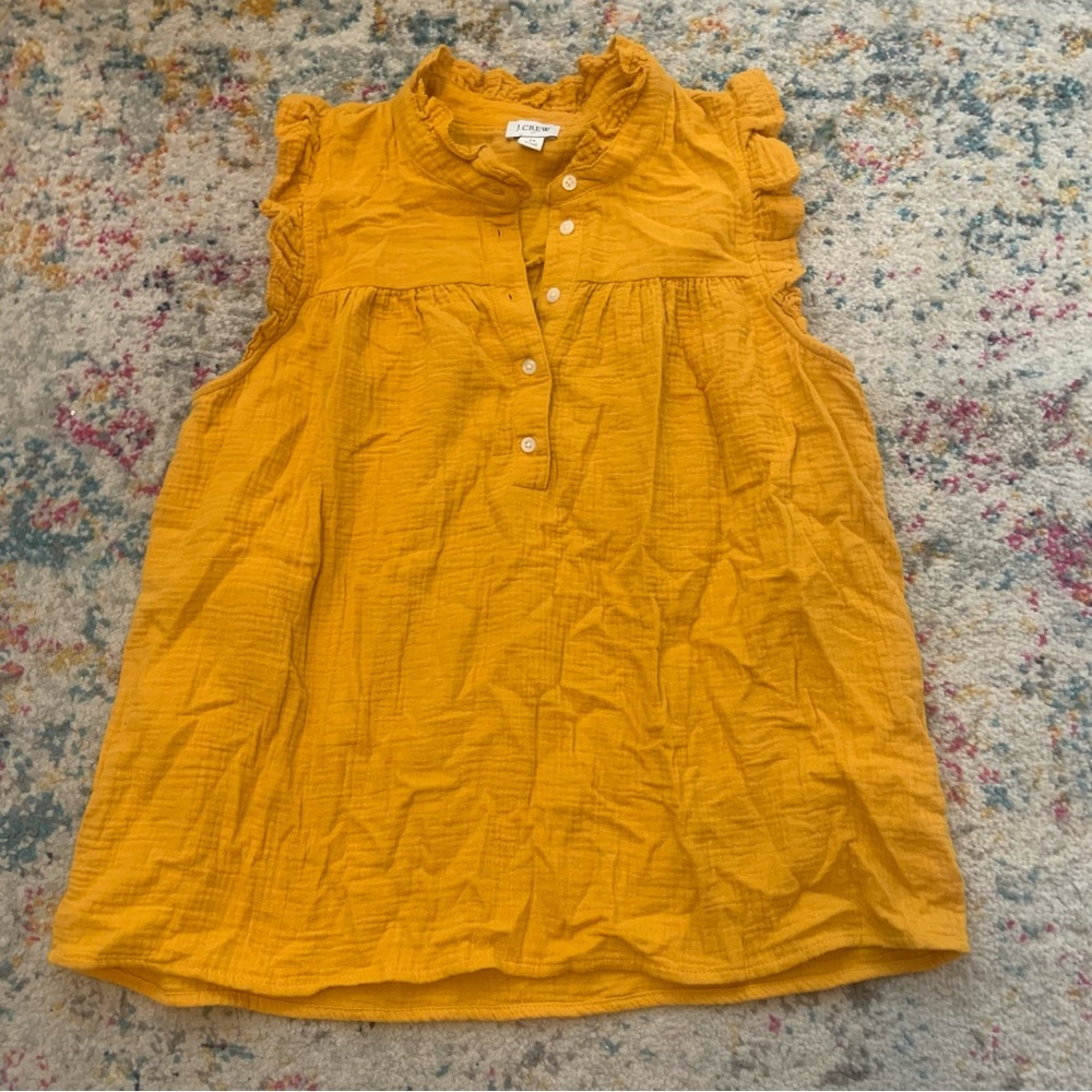 J. Crew Yellow Ruffle Sleeveless Blouse
